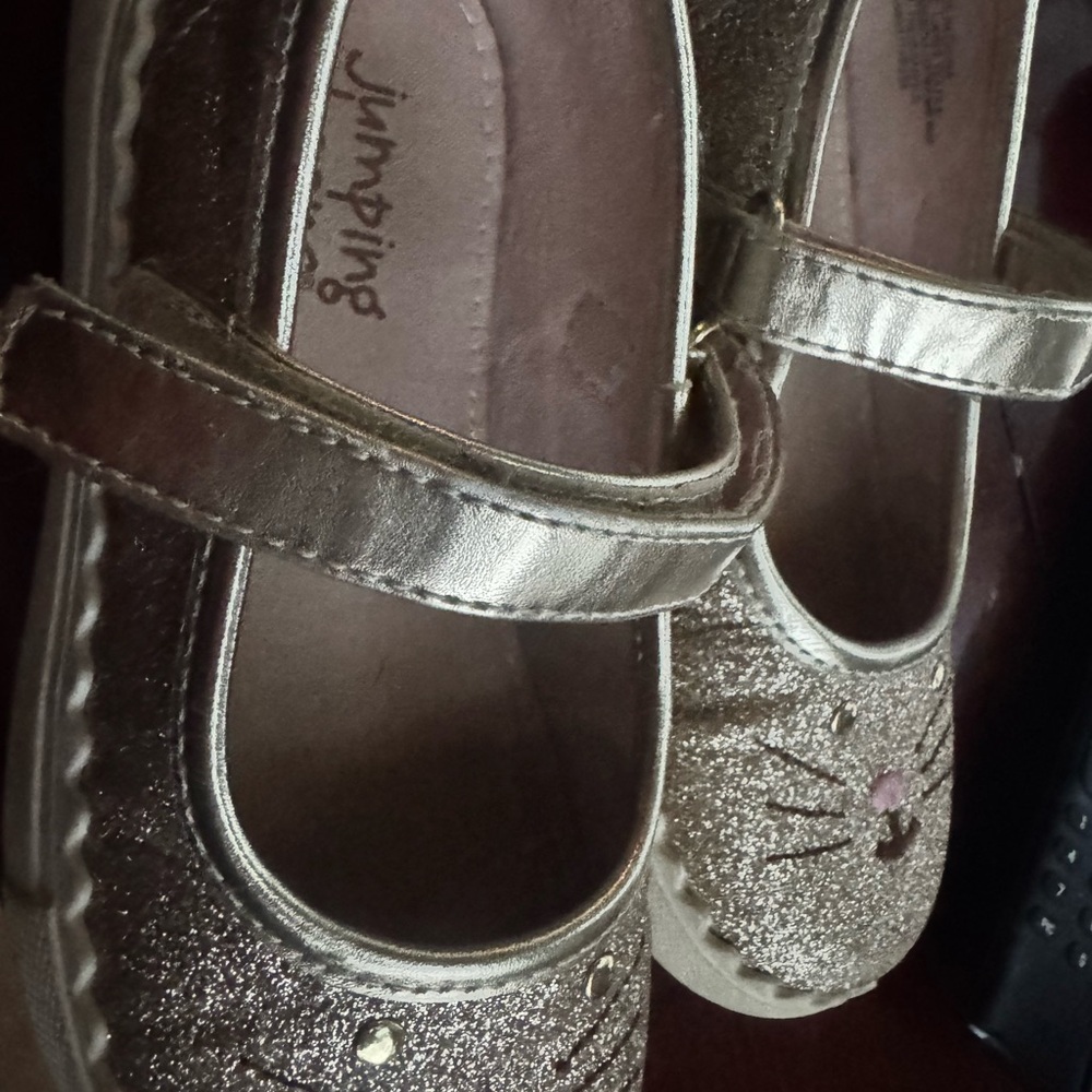 Jumping Jacks Girls' Metallic Gold Glitter Mary Jane Shoes